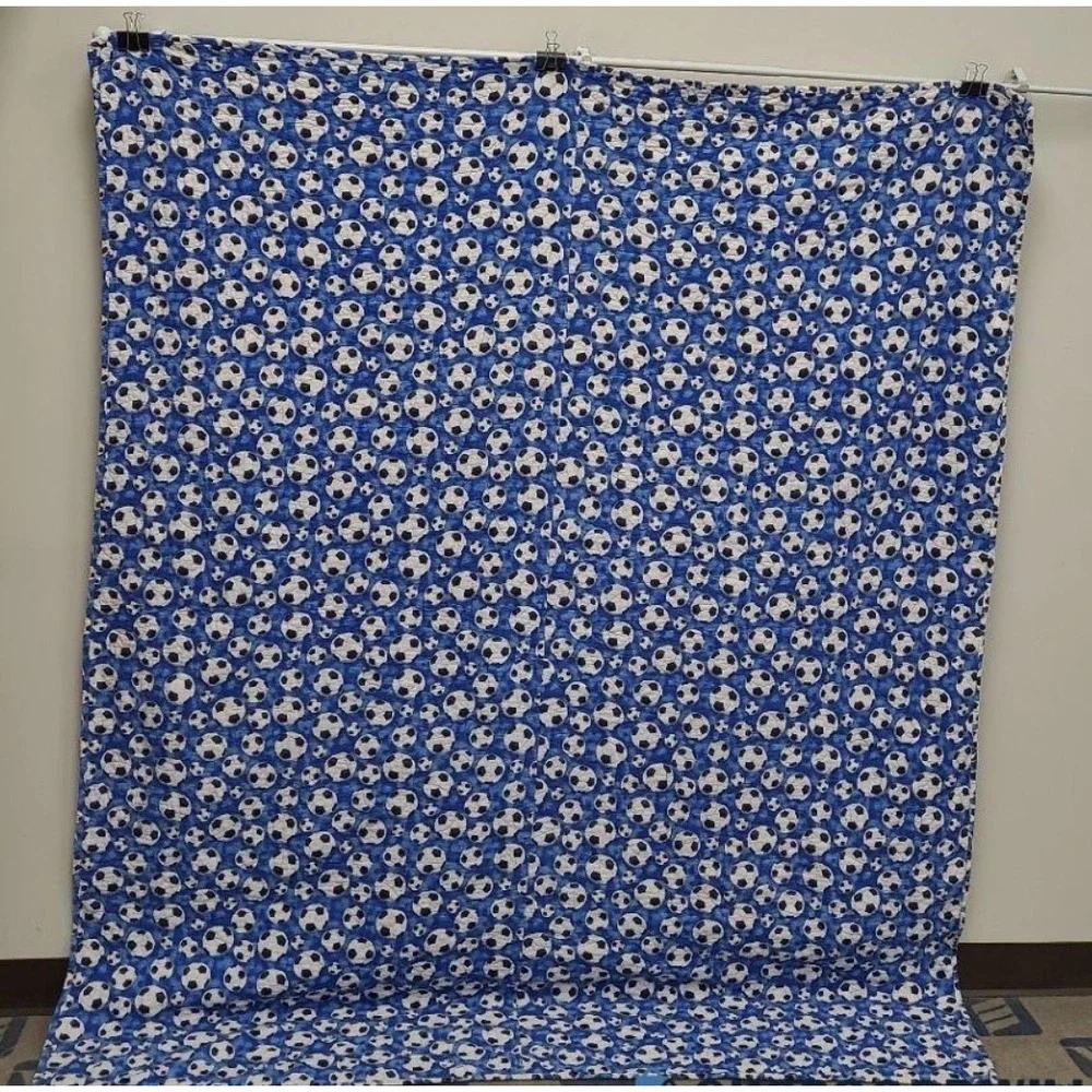 1.a.0.0.0.1 Handmade Patchwork Quilt 64x79 Scrappy Soccer Ball Throw Blanket
